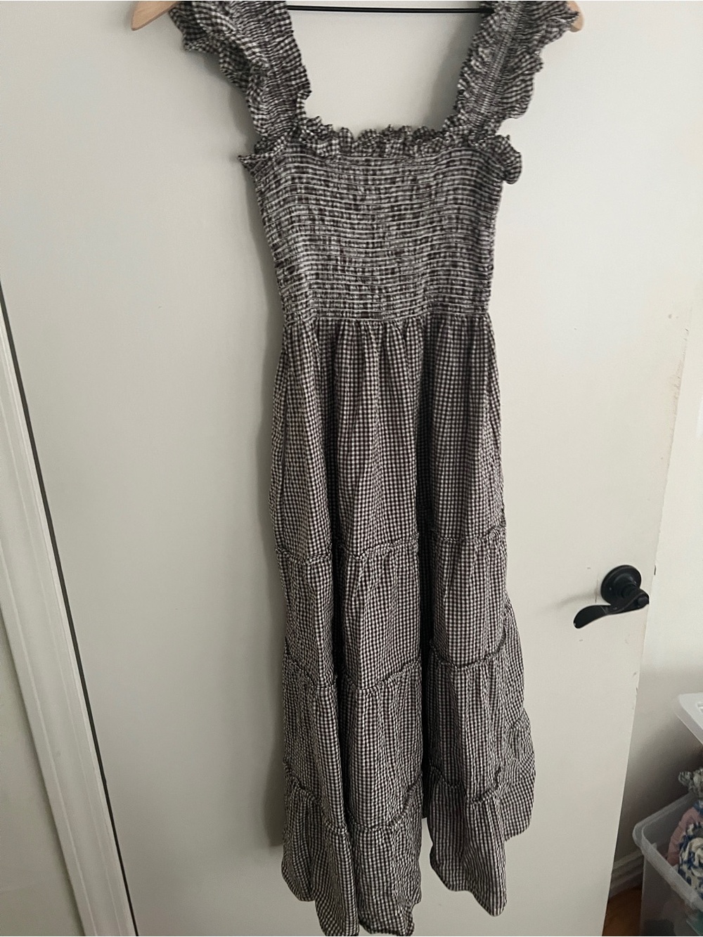 Hill House Ashlyn Nap Dress in Cognac Gingham Smocked Midi Dress small - Picture 9 of 10